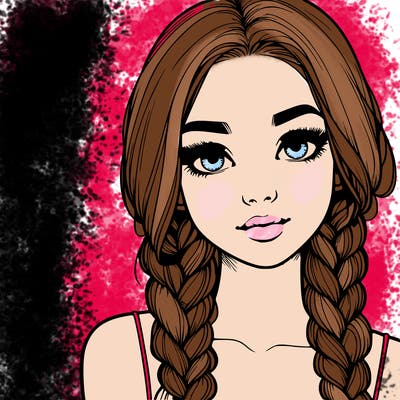 realistic girl with braids