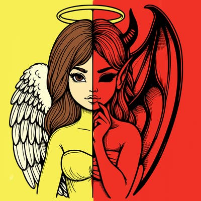 realistic angel half demon