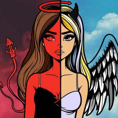 devil vs angel realistic girl