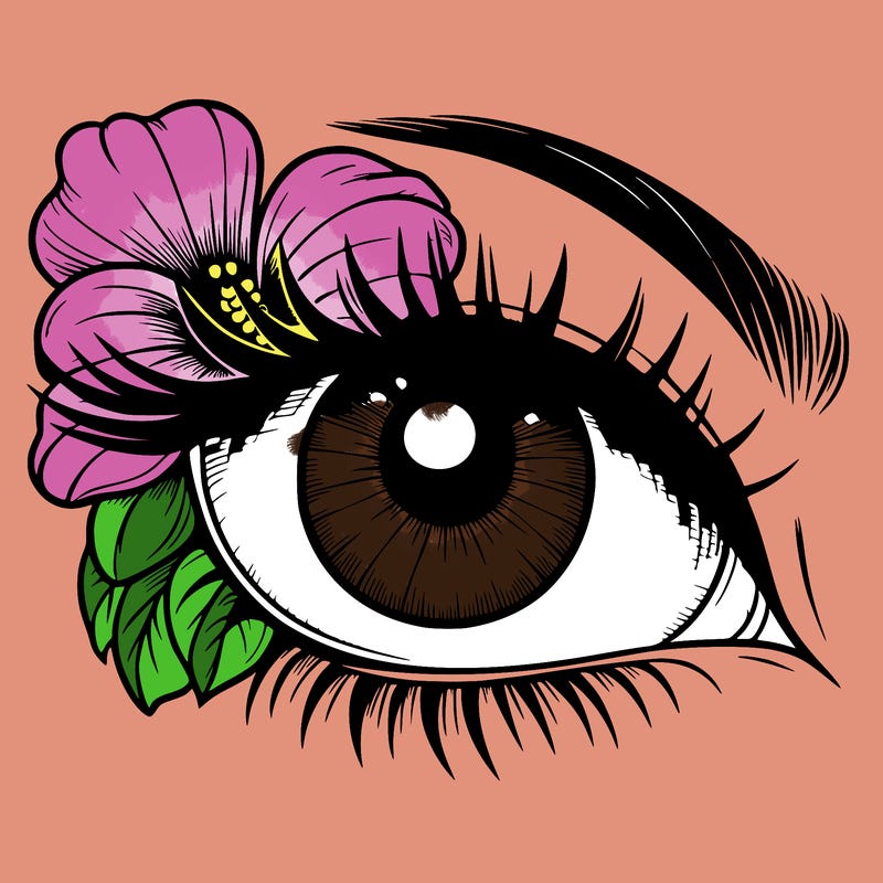 realistic eye with flower