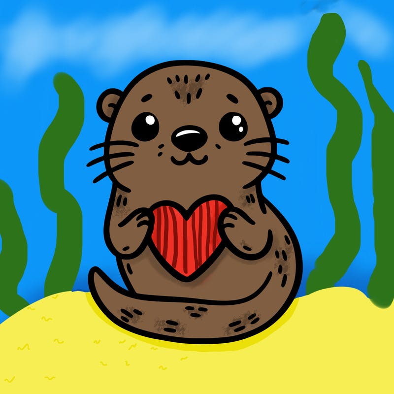 otter with a heart