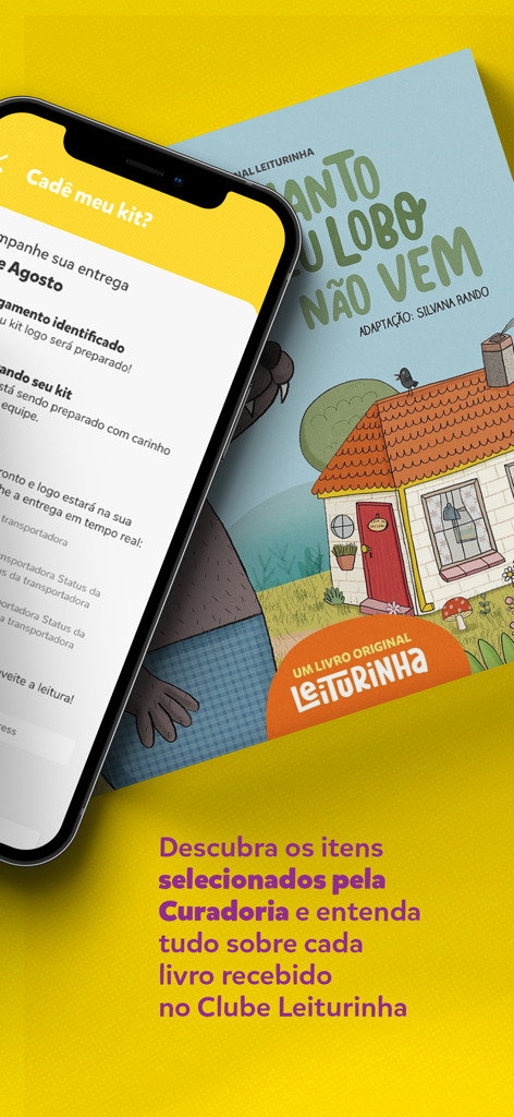 Leiturinha - Leiturinha app interface showing delivery tracking for a monthly children book kit