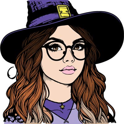 a witch with glasses realistic