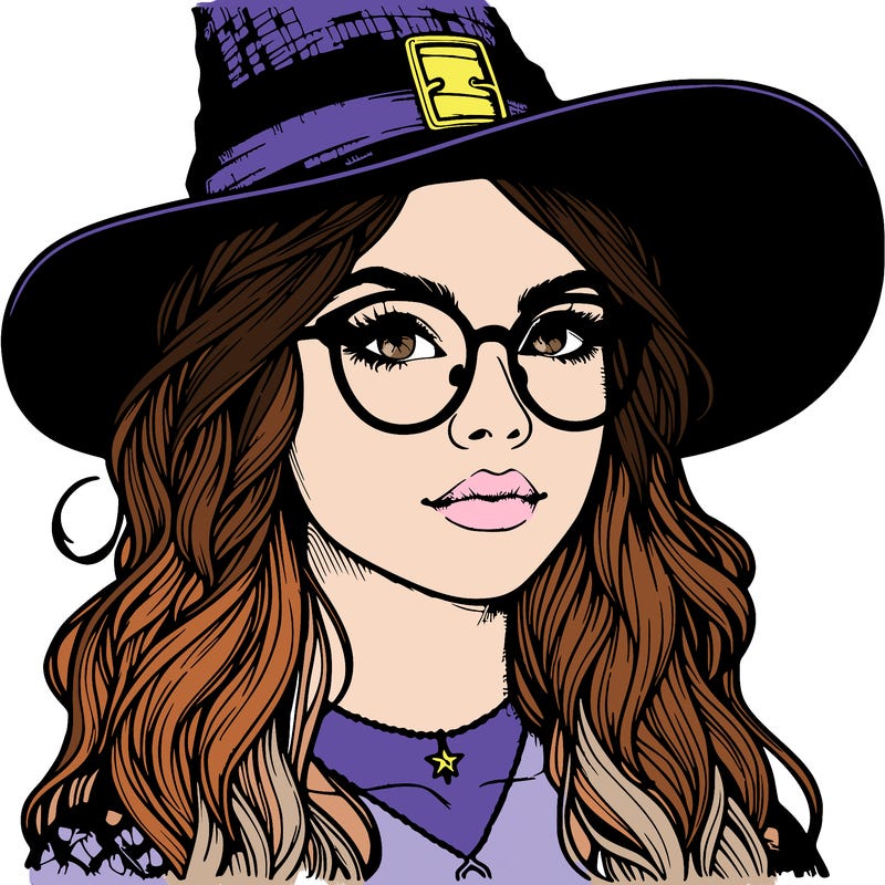 a witch with glasses realistic