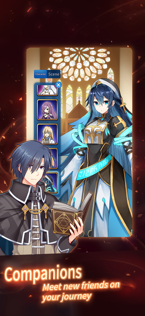 Eternal Senia Hydrangea - 仲間選択画面のヒューゴとブリエラのアニメキャラクター。