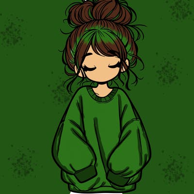 girl with baggy sweatshirt and messy bun