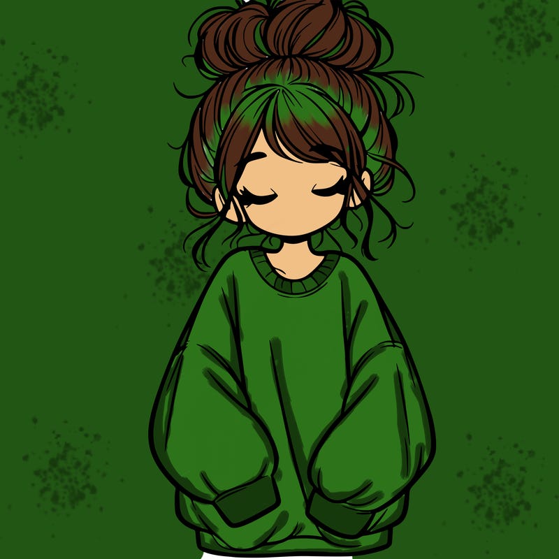 girl with baggy sweatshirt and messy bun