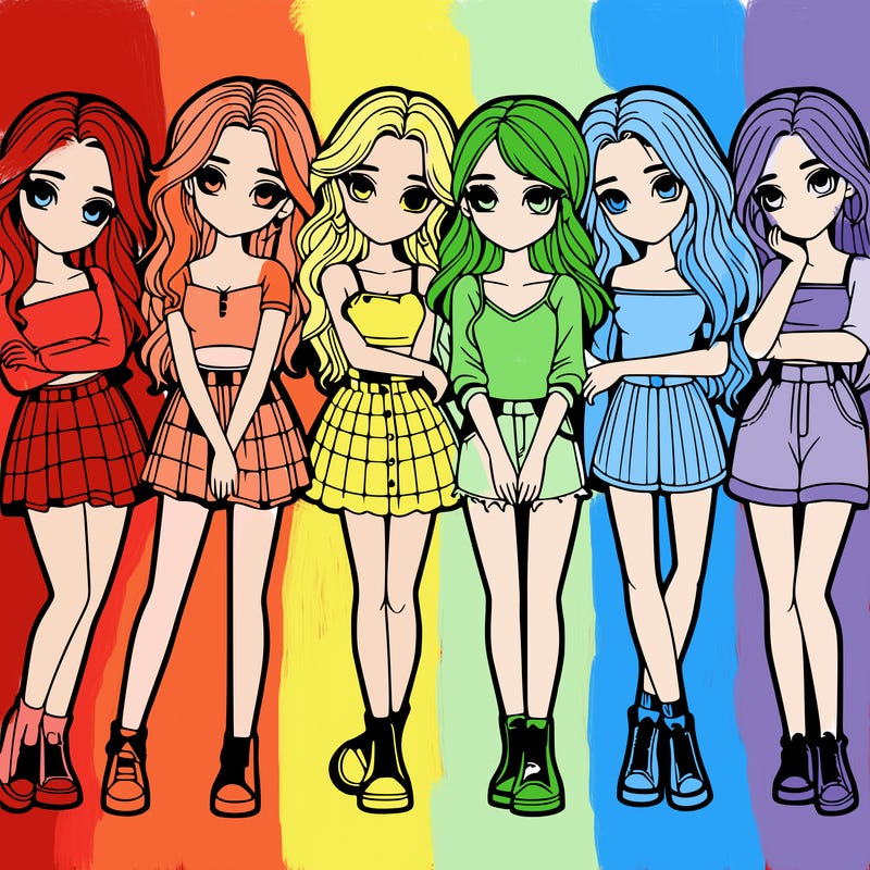 a group of girls realistic