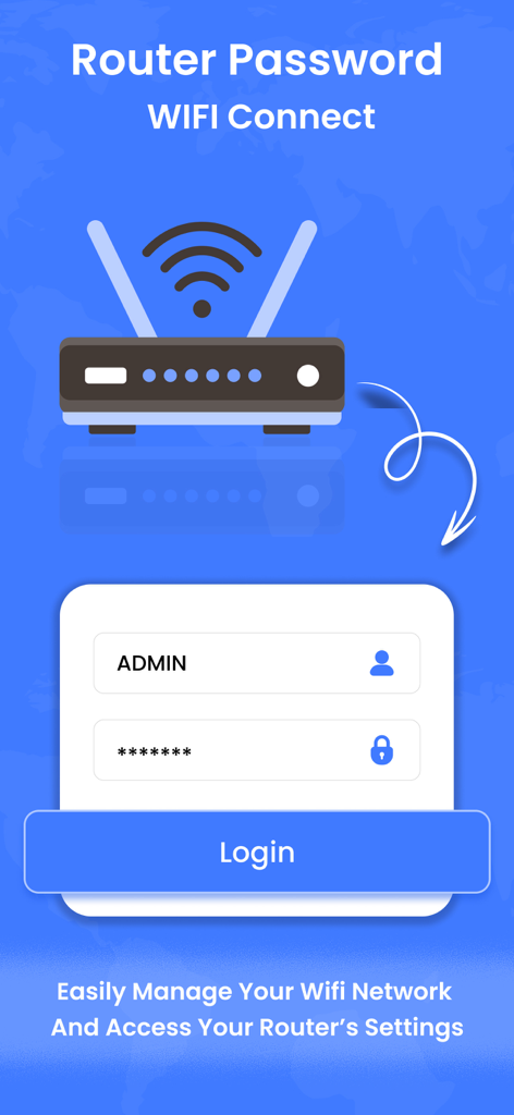 Interface montrant un écran de connexion de routeur pour gérer les paramètres du réseau wifi et accéder aux mots de passe par défaut