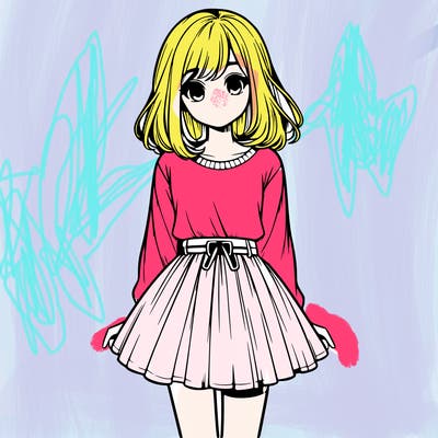 realistic girl with a skirt on