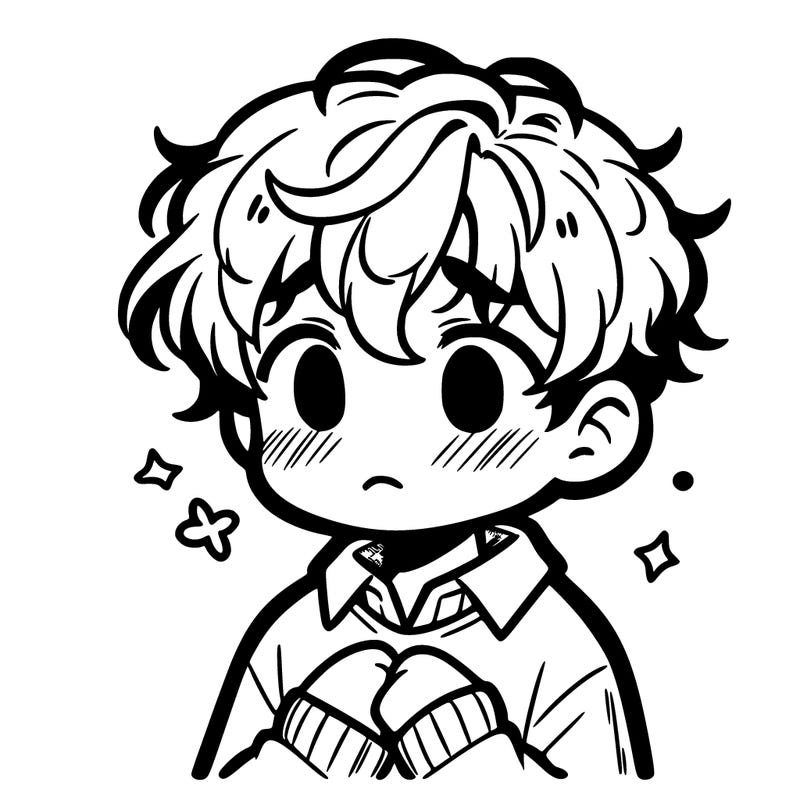 cute anime boy blushing