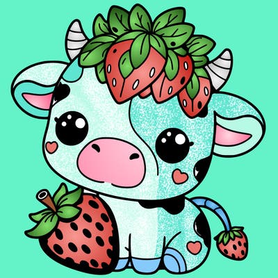 cute strawberry cow