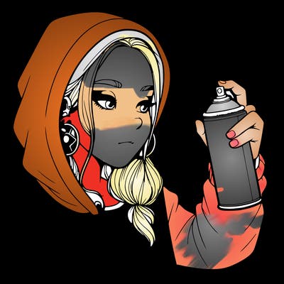 a realistic girl, spray painting