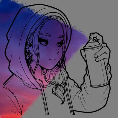 a realistic girl, spray painting