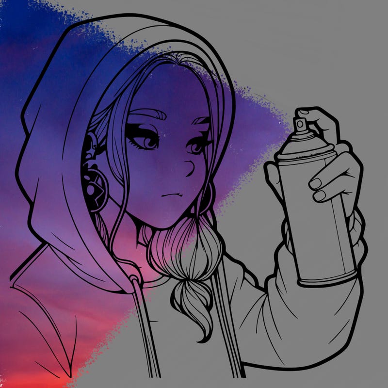 a realistic girl, spray painting