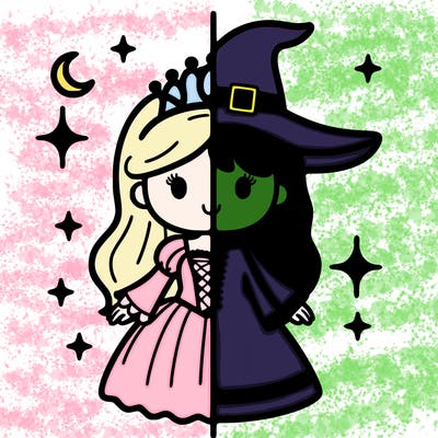 split princess and witch