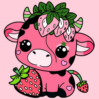 cute strawberry cow