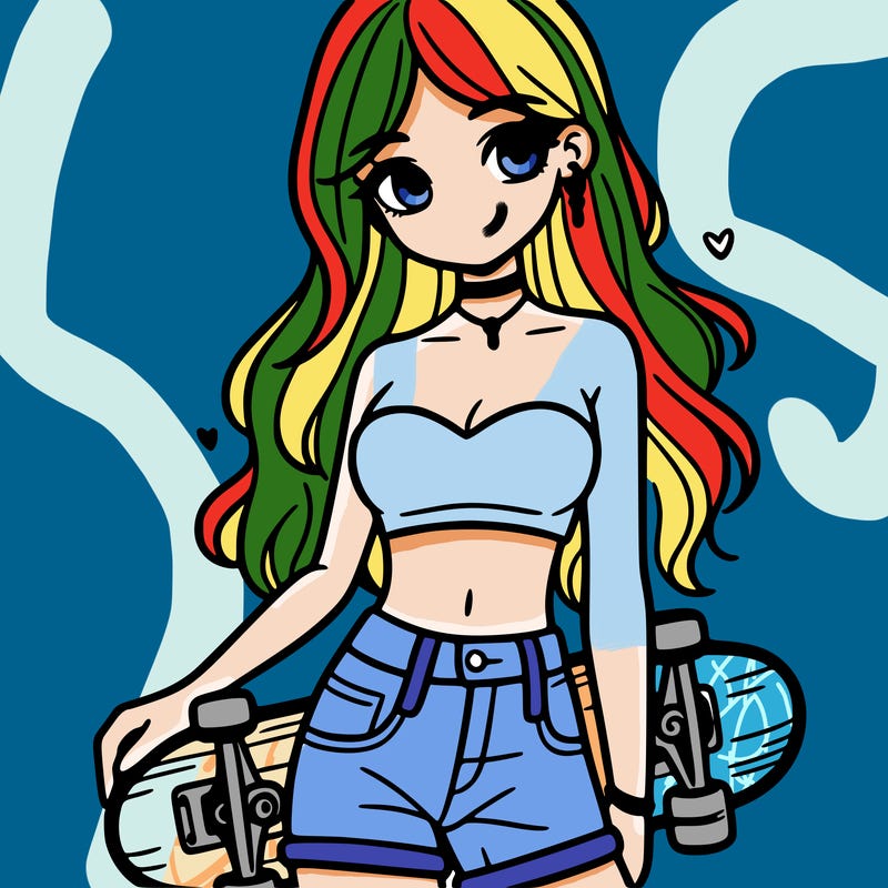 girl wearing crop top with skateboard