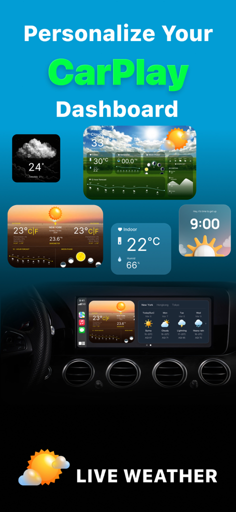 Personaliza tu tablero de CarPlay con widgets del clima en tiempo real