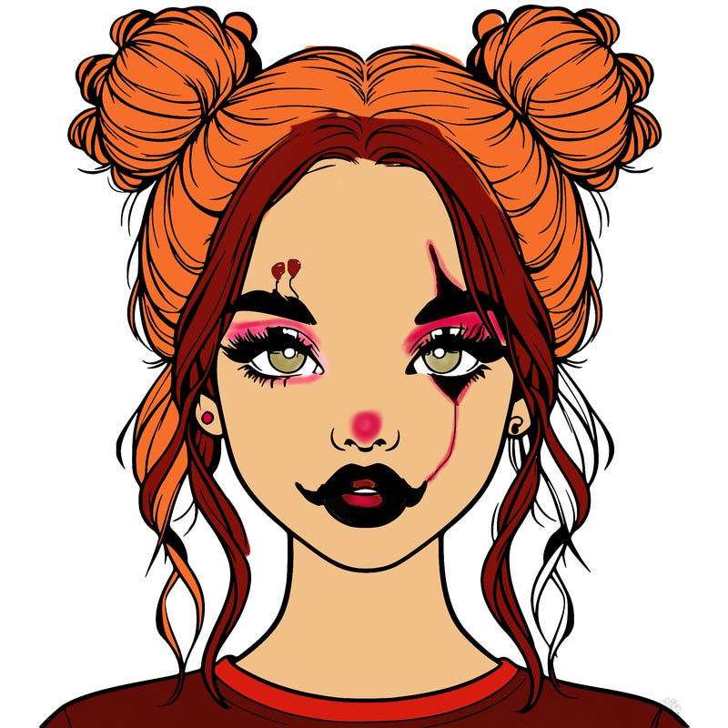 realistic girl with two buns in hair and lips