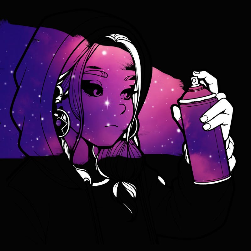 a realistic girl, spray painting