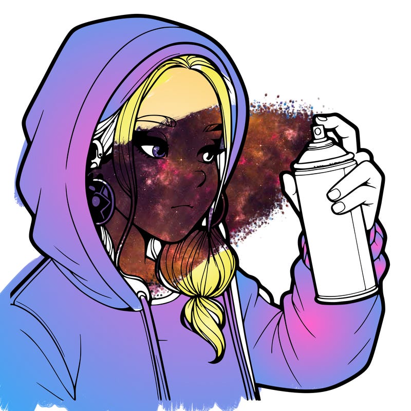 a realistic girl, spray painting