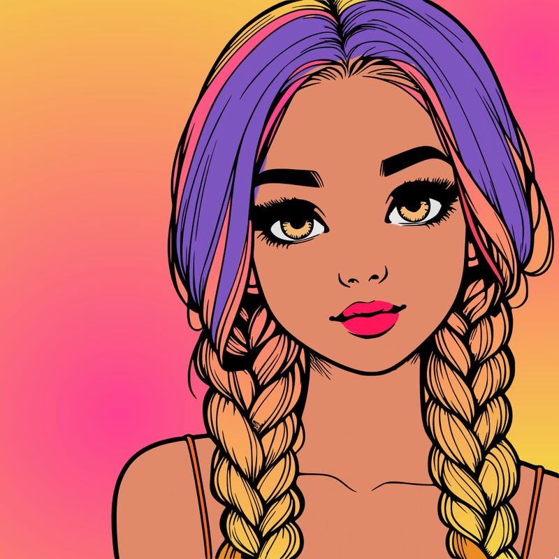 realistic girl with braids