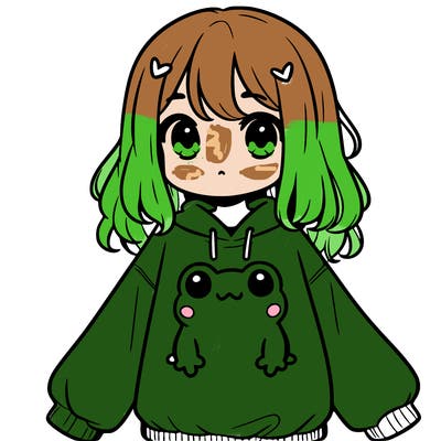 girl wearing frogging sweatshirt