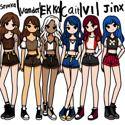 a group of girls wearing crop tops and shorts