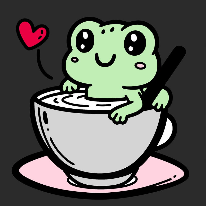 cute frog in a tea cup