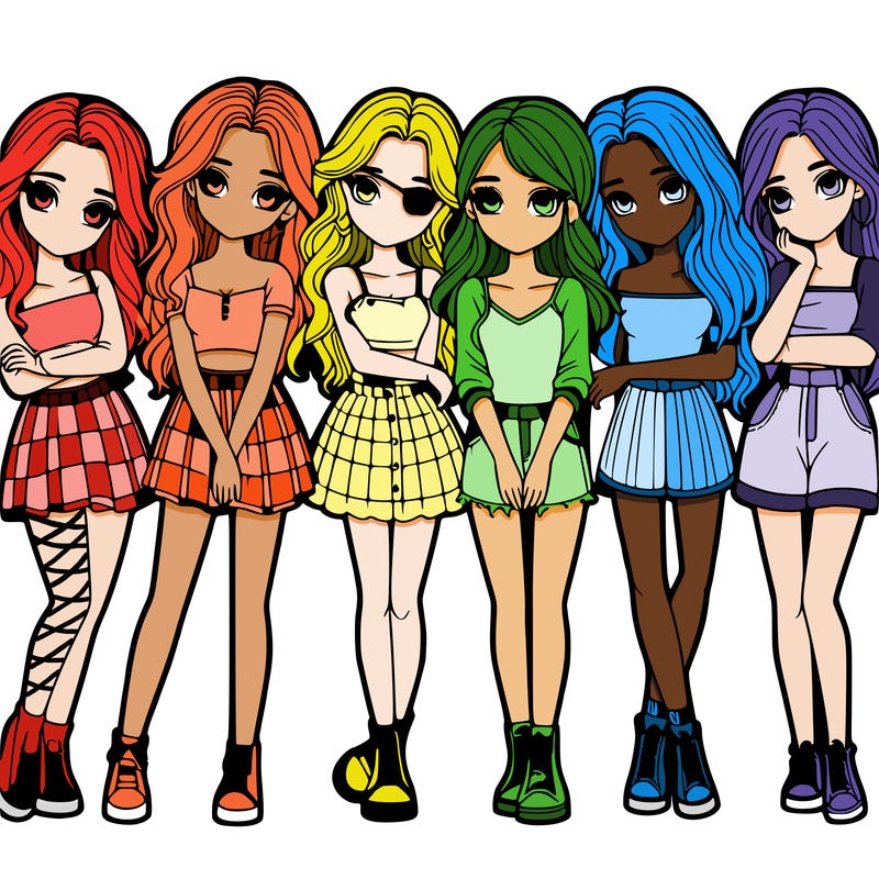 a group of girls realistic