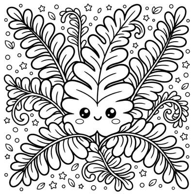 Bring this charming Kawaii Ostrich Fern to life with vibrant colors! This delightful coloring page is specially designed for young artists to enjoy.