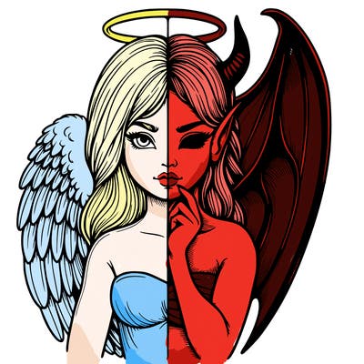 realistic angel half demon