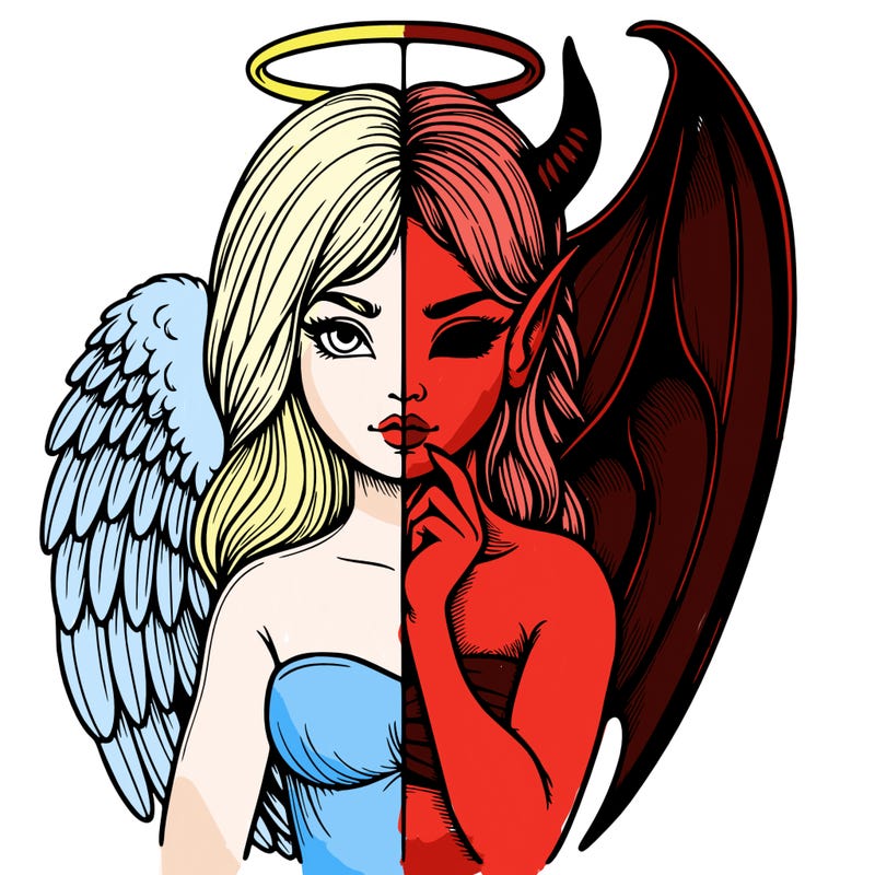 realistic angel half demon