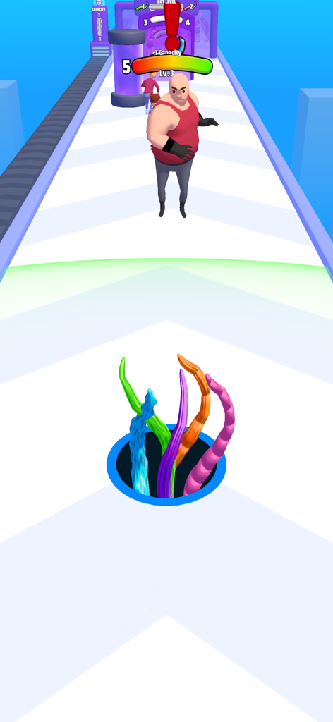 Alien Hole : Black Hole Games - A cosmic black hole with colorful tentacles approaching a character in the Alien Hole game