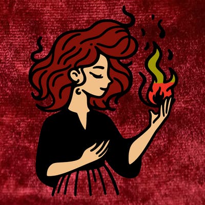 woman with fire