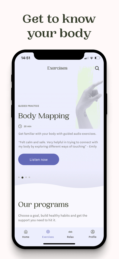 Ferly: Intimacy & Relationship - Ferly app interface for guided body mapping exercises