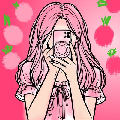 a realistic girl holding her phone taking pictures