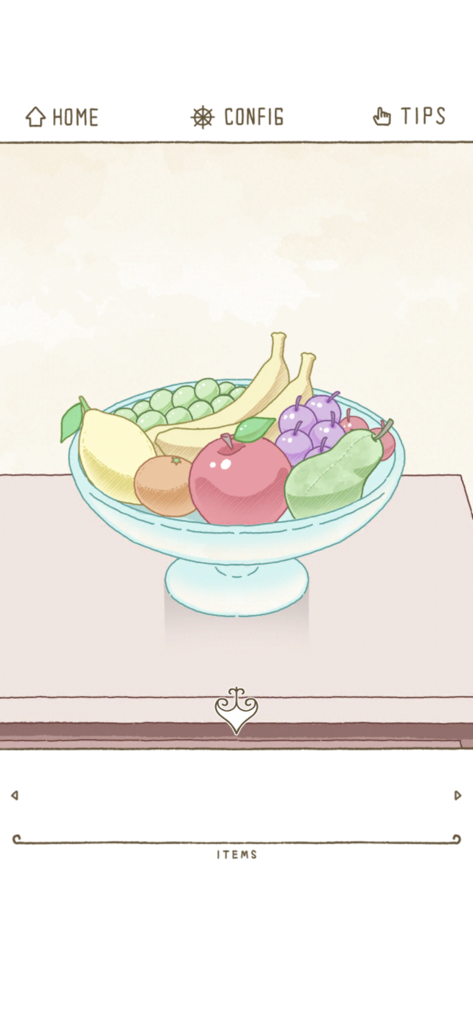 Ilustración dibujada a mano de un cuenco de fruta en el juego de escape Mimic