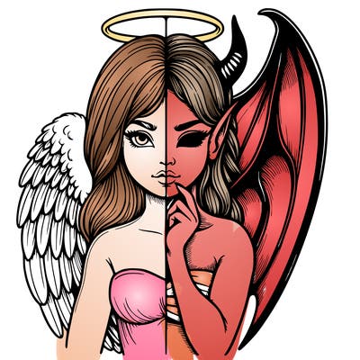 realistic angel half demon