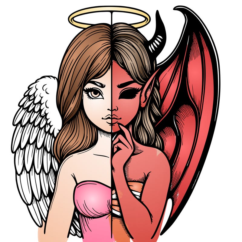 realistic angel half demon