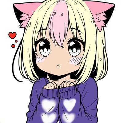 shy anime catgirl