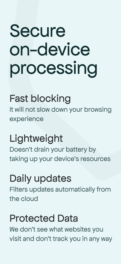 Shield Porn Blocker - Shield Porn Blocker app features including secure on device processing and fast blocking