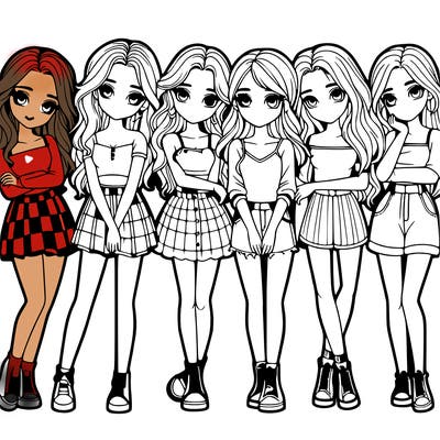 a group of girls realistic