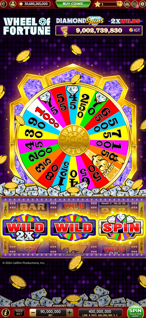 Best Bet: Slots Casino Games - Gioco bonus della Ruota della Fortuna di Best Bet Slots con una ruota dei premi colorata e rulli di slot