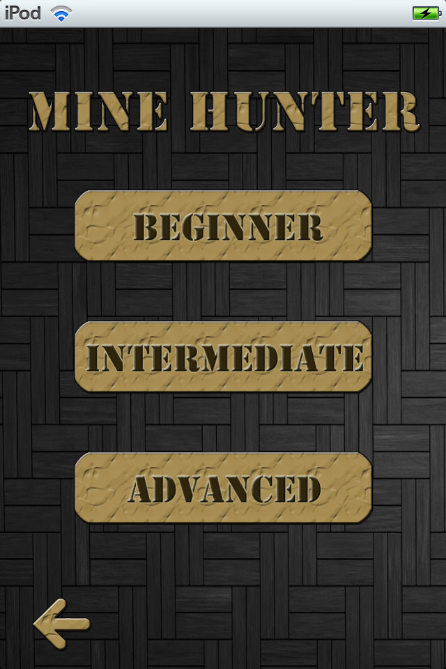 Mine Hunter FREE - Mine Hunter game menu showing difficulty options Beginner Intermediate and Advanced