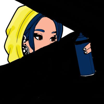 a realistic girl, spray painting