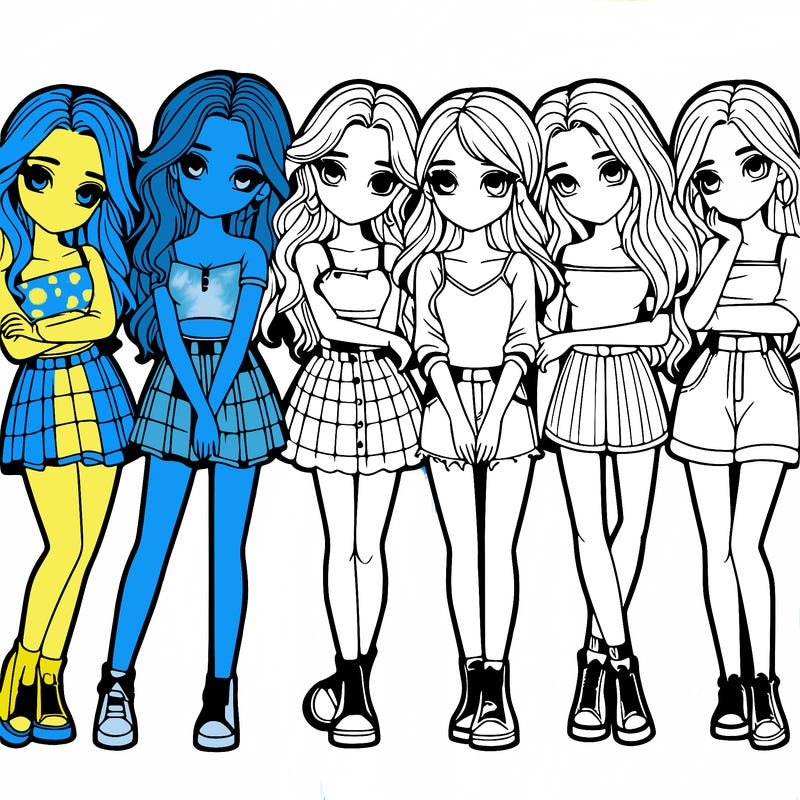 a group of girls realistic