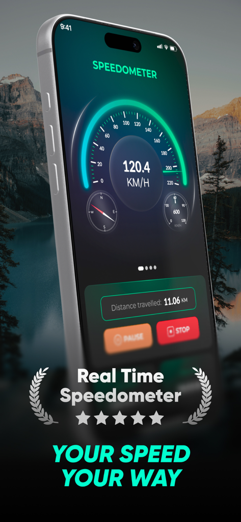 Speedometer Pro: GPS Tracker - Interface do aplicativo Speedometer Pro GPS tracker mostrando rastreamento de velocidade e distância em tempo real