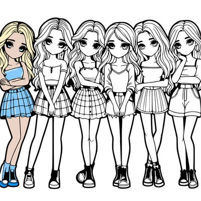 a group of girls realistic